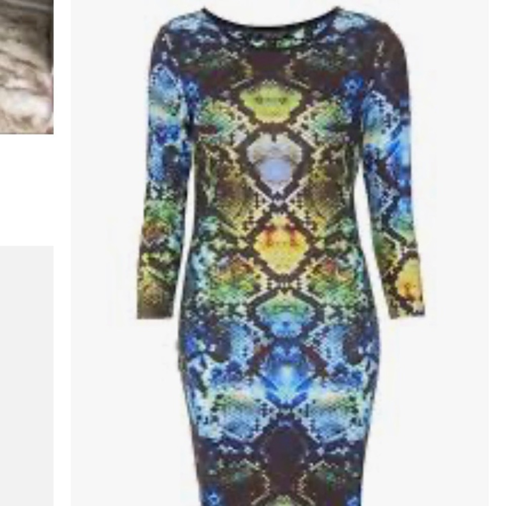 Topshop Snakeskin Print Midi Dress, Multi-color